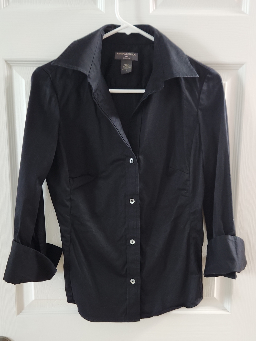 Banana Republic Black Collared Button-Front Shirt